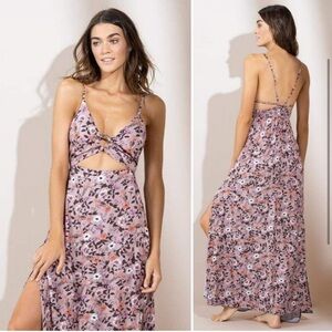 Maaji Aurora Cutout Pink Floral Maxi‎ Dress Cover Up Size Large